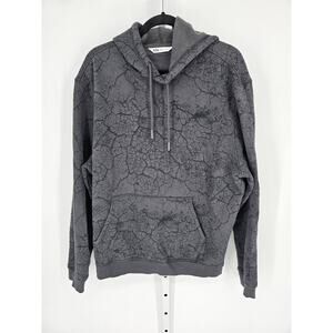 DSG Women's Gray & Black Cracked Printed Long Sleeve Pullover Hoodie Size XL